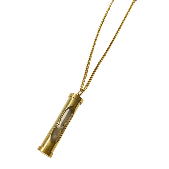 Gold Sand Timer Charm Necklace - Picture 1 of 1